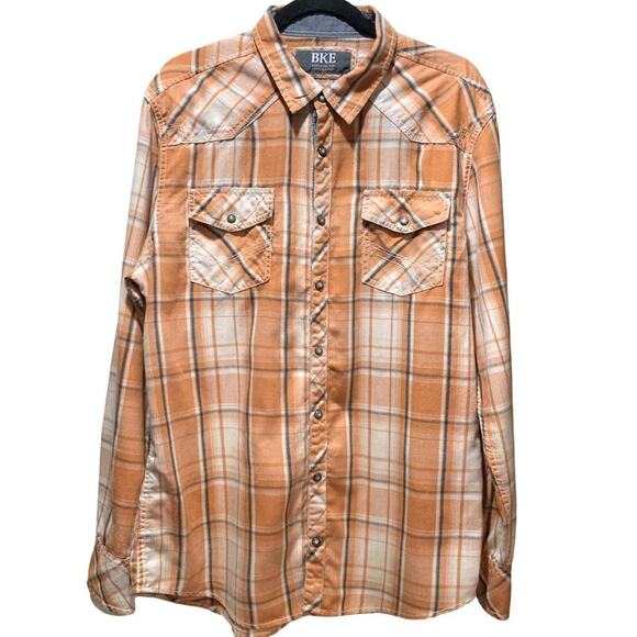 BKE Other - Large bke orange plaid button